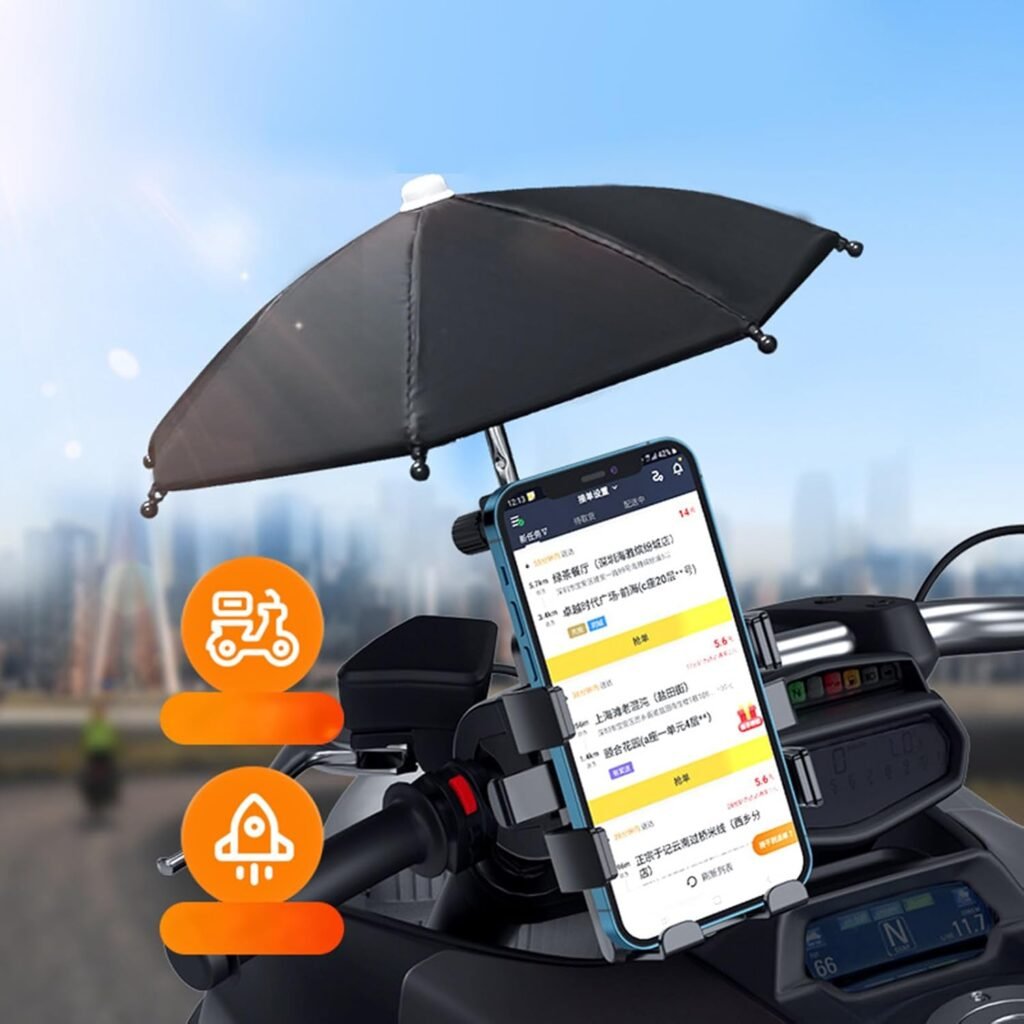 Support Téléphone Moto Avec Parapluie — Protection Pluie et Soleil