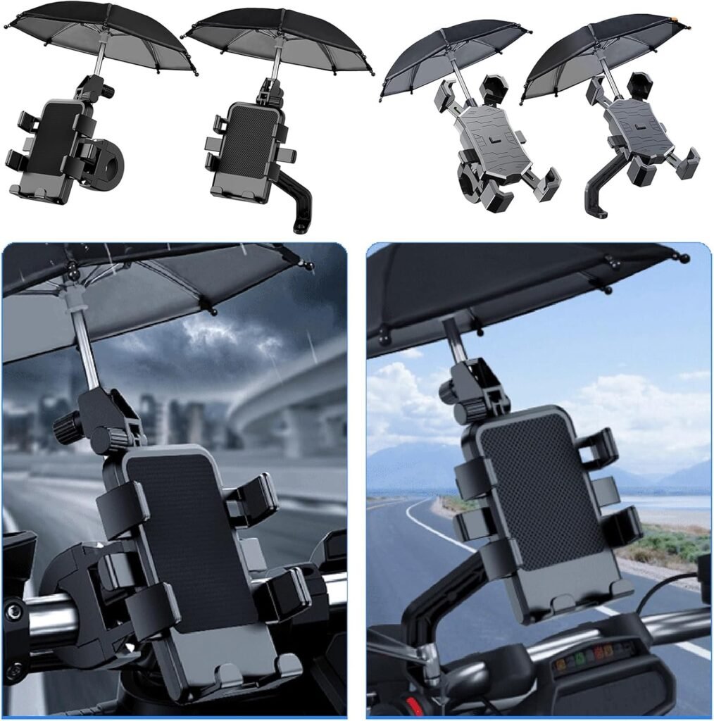 Support Téléphone Moto Avec Parapluie — Protection Pluie et Soleil