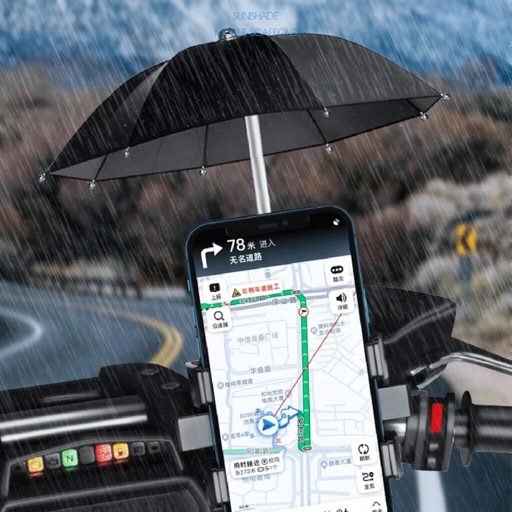 Support Téléphone Moto Avec Parapluie — Protection Pluie et Soleil