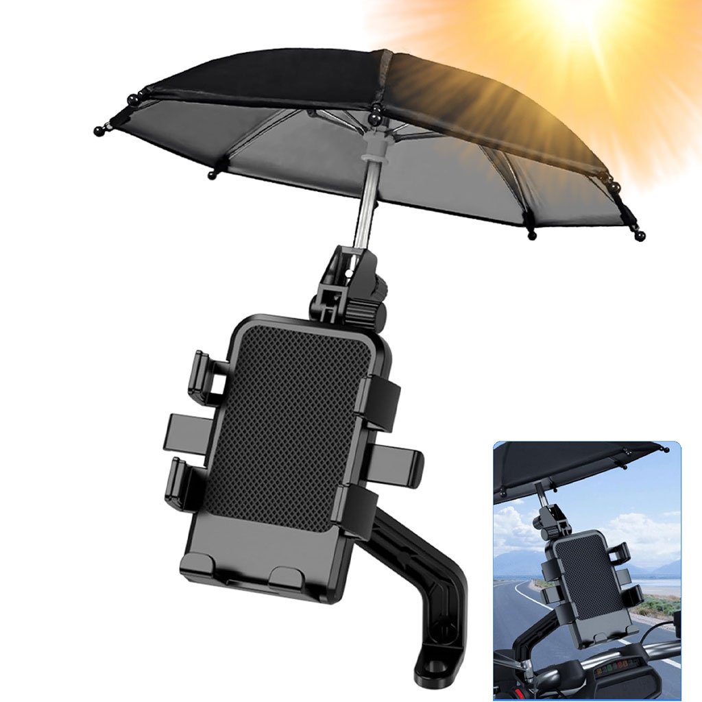 Support Téléphone Moto Avec Parapluie — Protection Pluie et Soleil