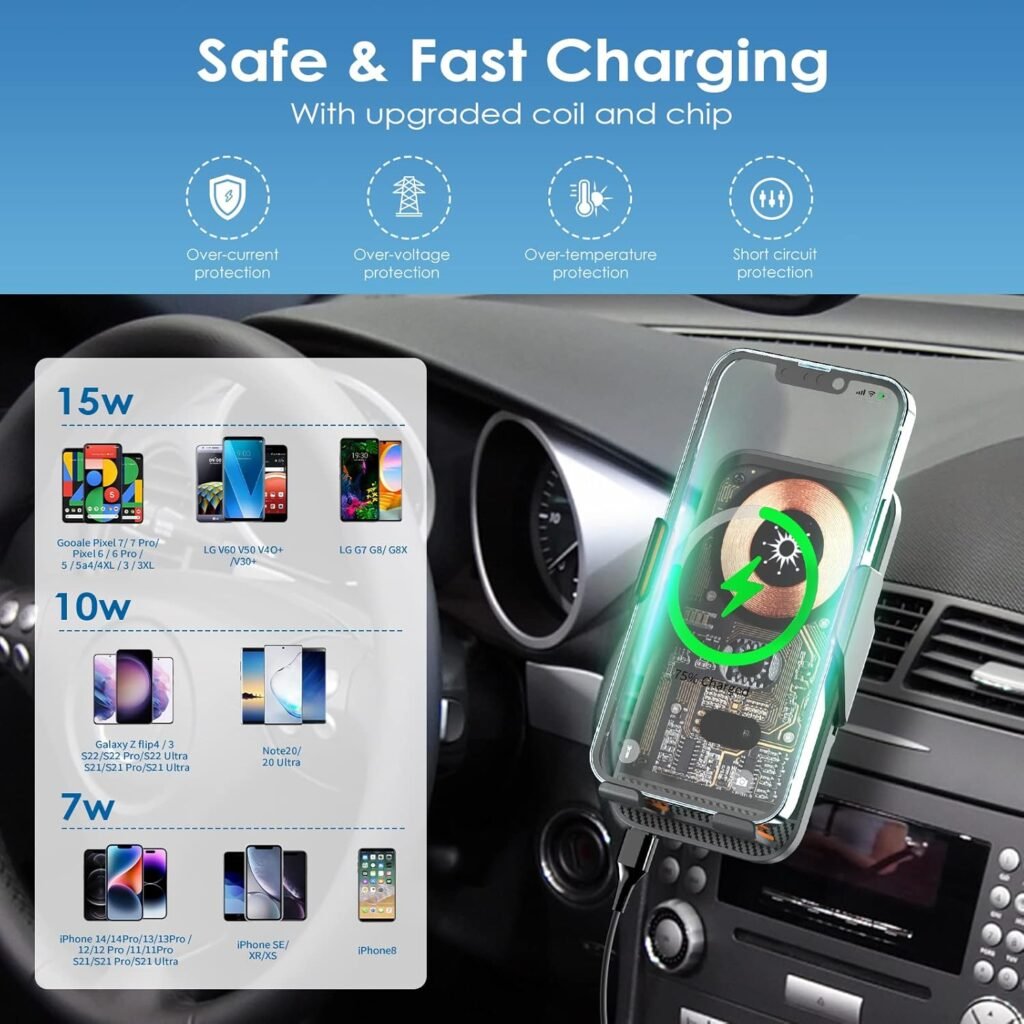 Support Auto Chargeur Sans Fil Qi 15W — Chargez votre téléphone en toute sécurité