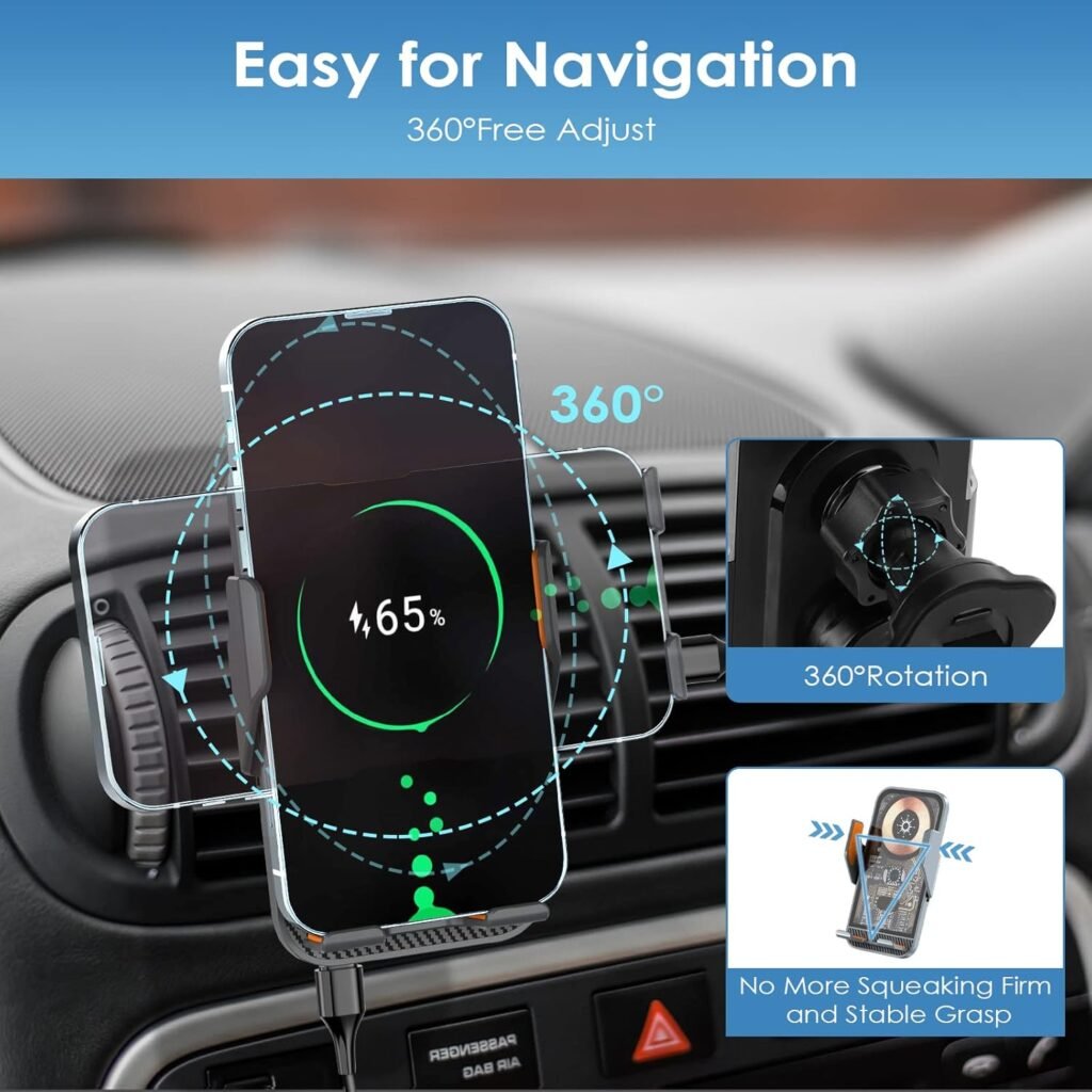 Support Auto Chargeur Sans Fil Qi 15W — Chargez votre téléphone en toute sécurité