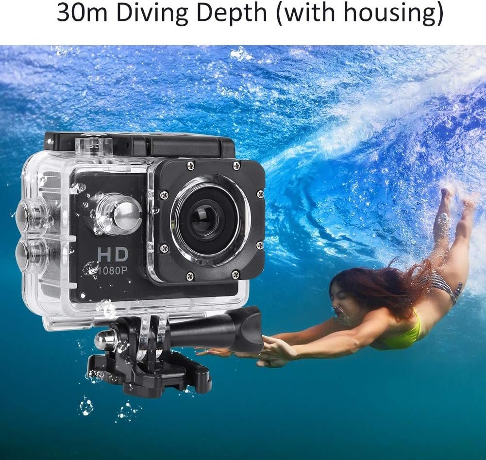 Caméra d'Action Sport Ultra HD 1080P Écran LCD — Pour les Amateurs de Sports Extrêmes