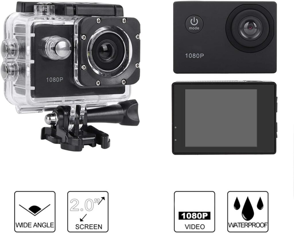 Caméra d'Action Sport Ultra HD 1080P Écran LCD — Pour les Amateurs de Sports Extrêmes