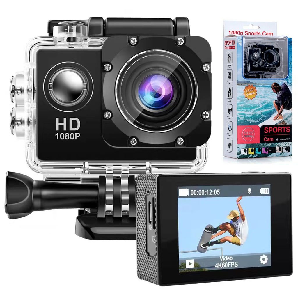 Caméra d'Action Sport Ultra HD 1080P Écran LCD — Pour les Amateurs de Sports Extrêmes