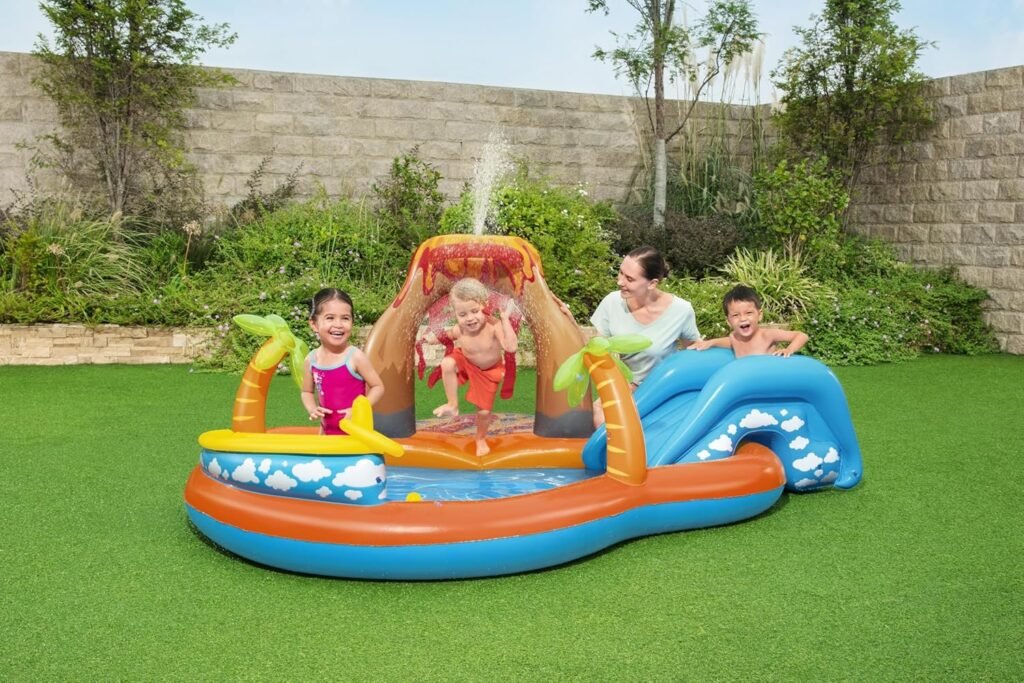 Centre Jeux Gonflable Bestway 53069 Lava Lagoon Toboggan Amovible — Expérience Familiale