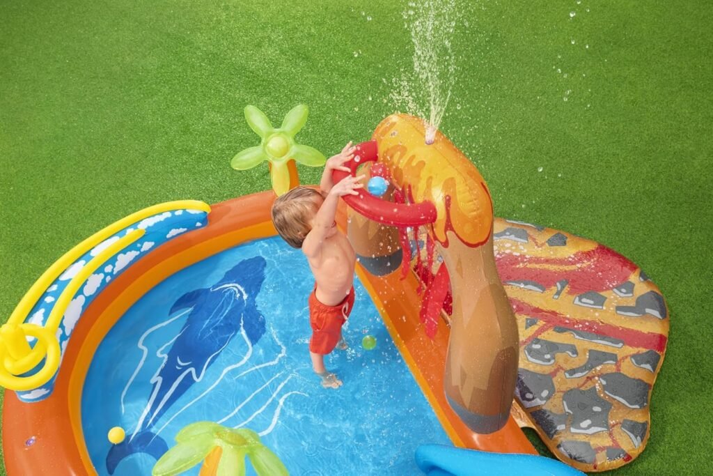 Centre Jeux Gonflable Bestway 53069 Lava Lagoon Toboggan Amovible — Expérience Familiale