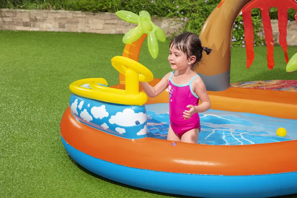 Centre Jeux Gonflable Bestway 53069 Lava Lagoon Toboggan Amovible — Expérience Familiale