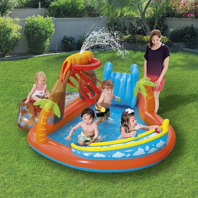 Centre Jeux Gonflable Bestway 53069 Lava Lagoon Toboggan Amovible — Expérience Familiale