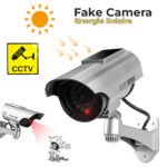 Caméra de vidéosurveillance fictive à énergie solaire avec clignotant rouge LED