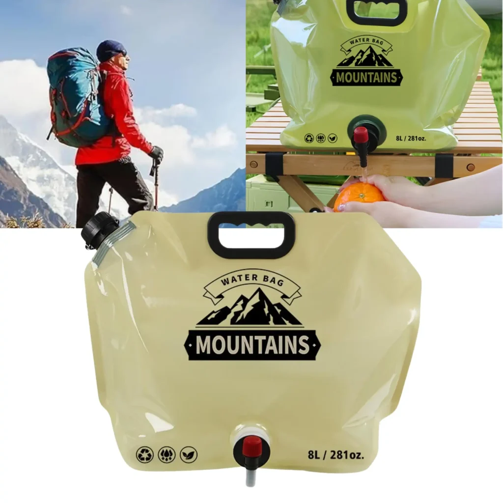 Réservoir d'eau pliable 8L — Essentiel pour camping et randonnée