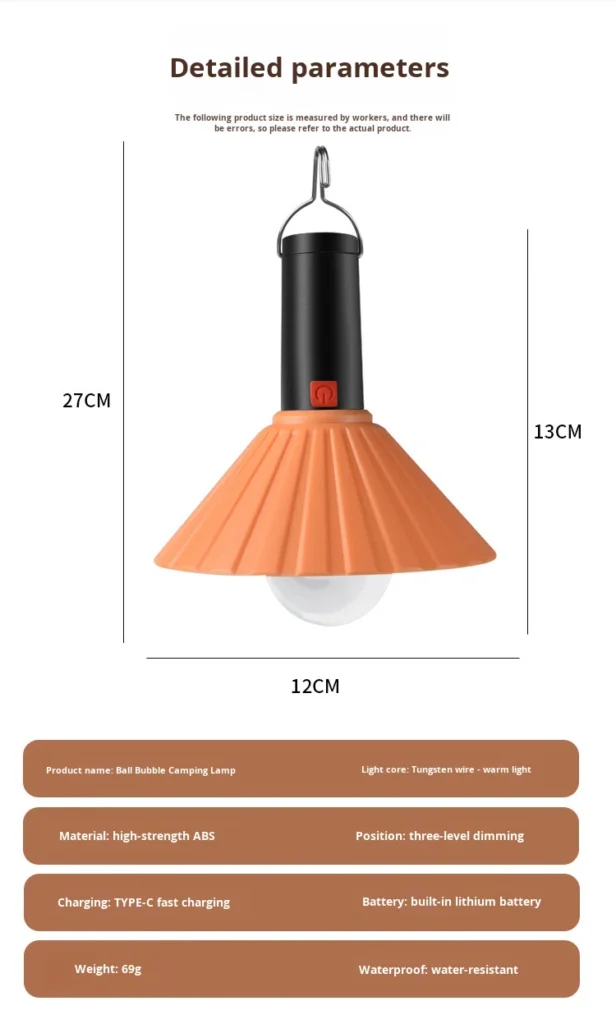 Lanterne de Camping Rechargeable 3 Niveaux de Luminosité — Éclairage Pratique