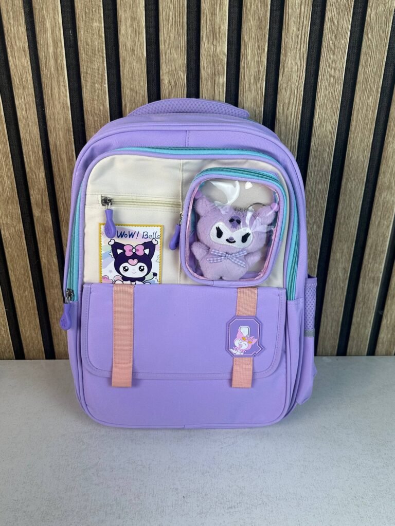 Sac à Dos Scolaire Kawaii Mauve — Grand Volume