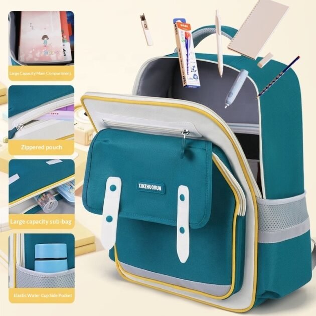 Sac à dos scolaire grand volume imperméable vert