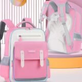 Sac à Dos Scolaire Grand Volume Tissu Imperméable Rose — Pour les écoliers
