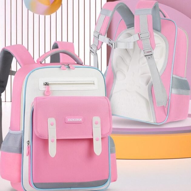 Sac à Dos Scolaire Grand Volume Tissu Imperméable Rose — Pour les écoliers