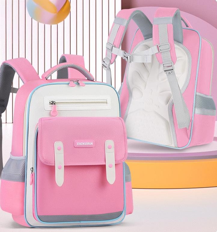 Sac à Dos Scolaire Grand Volume Tissu Imperméable Rose — Pour les écoliers