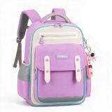 Sac à Dos Scolaire Mauve Grand Volume — Pour les Étudiants