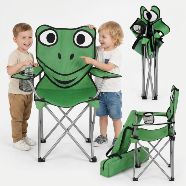 Chaise Pliante pour Enfant Style Tortues Ninja avec Porte-Gobelet