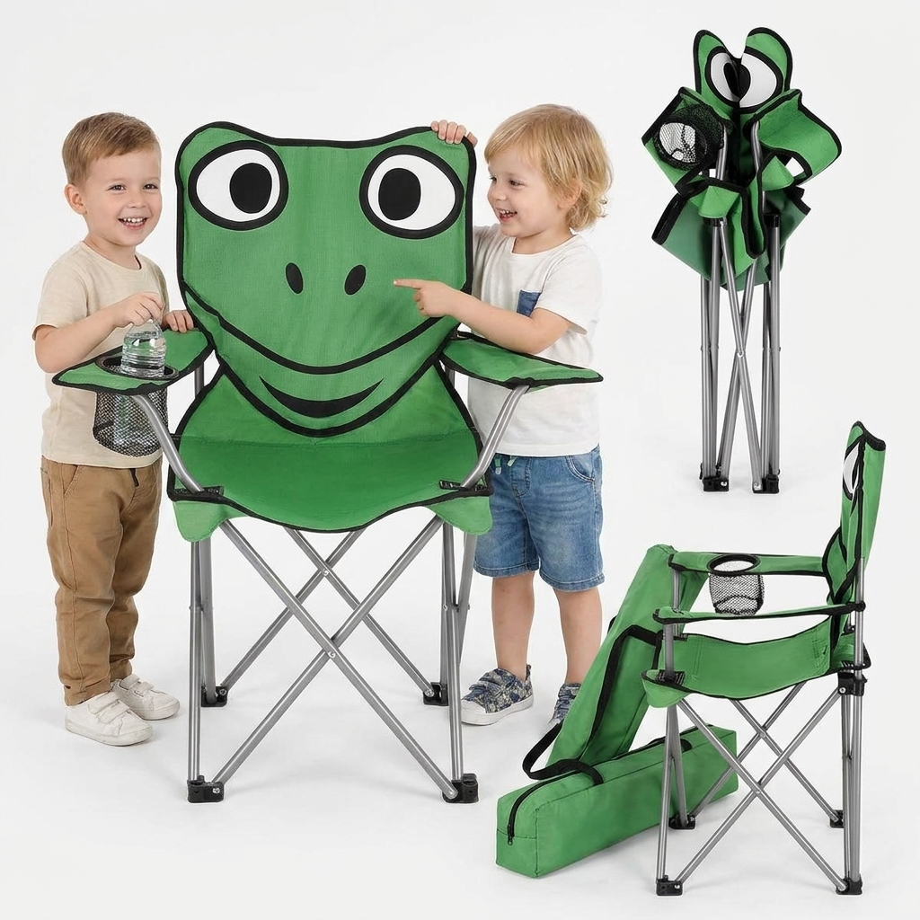 Chaise Pliante pour Enfant Style Tortues Ninja avec Porte-Gobelet