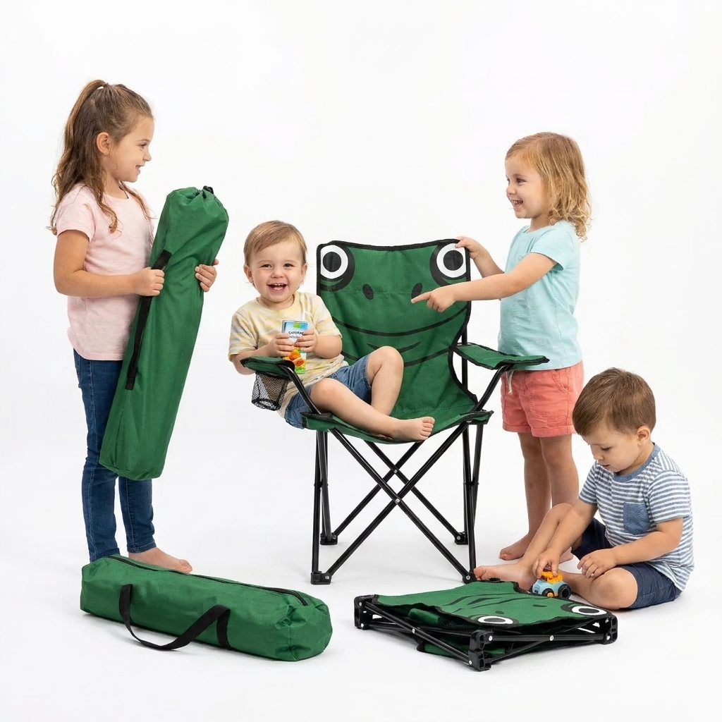 Chaise Pliante pour Enfant Style Tortues Ninja avec Porte-Gobelet