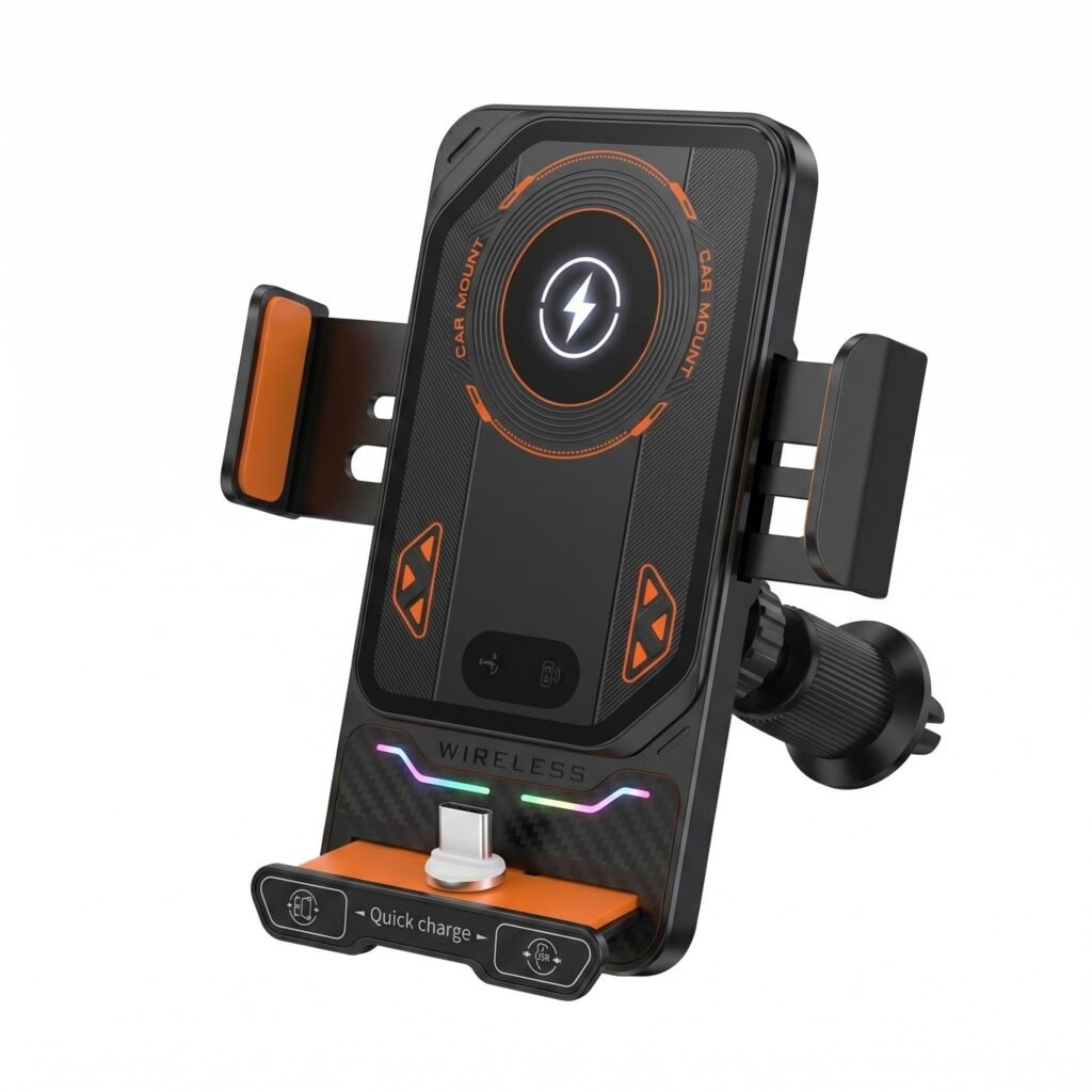 Support Chargeur Sans Fil Voiture 15W avec Fixation Automatique