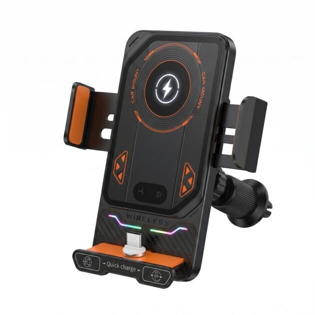 Support Chargeur Sans Fil Voiture 15W avec Fixation Automatique