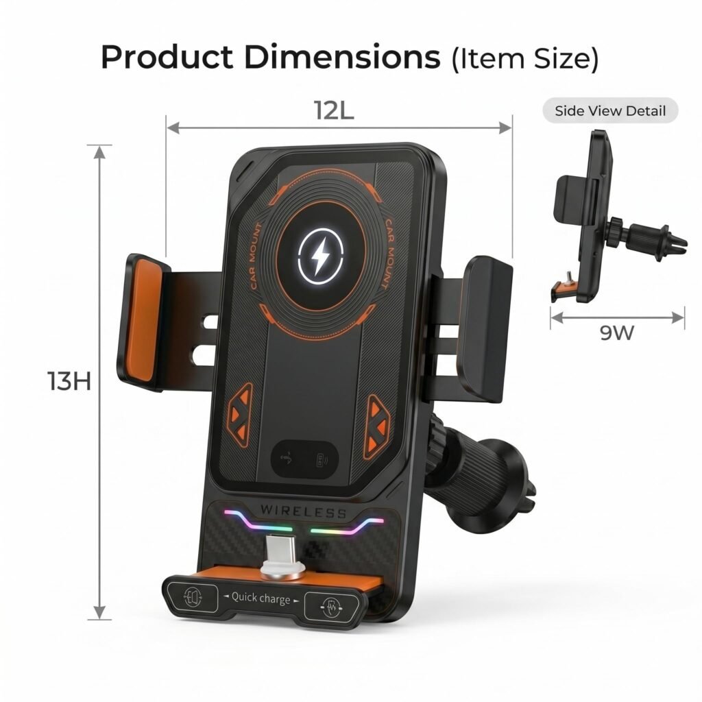 Support Chargeur Sans Fil Voiture 15W avec Fixation Automatique