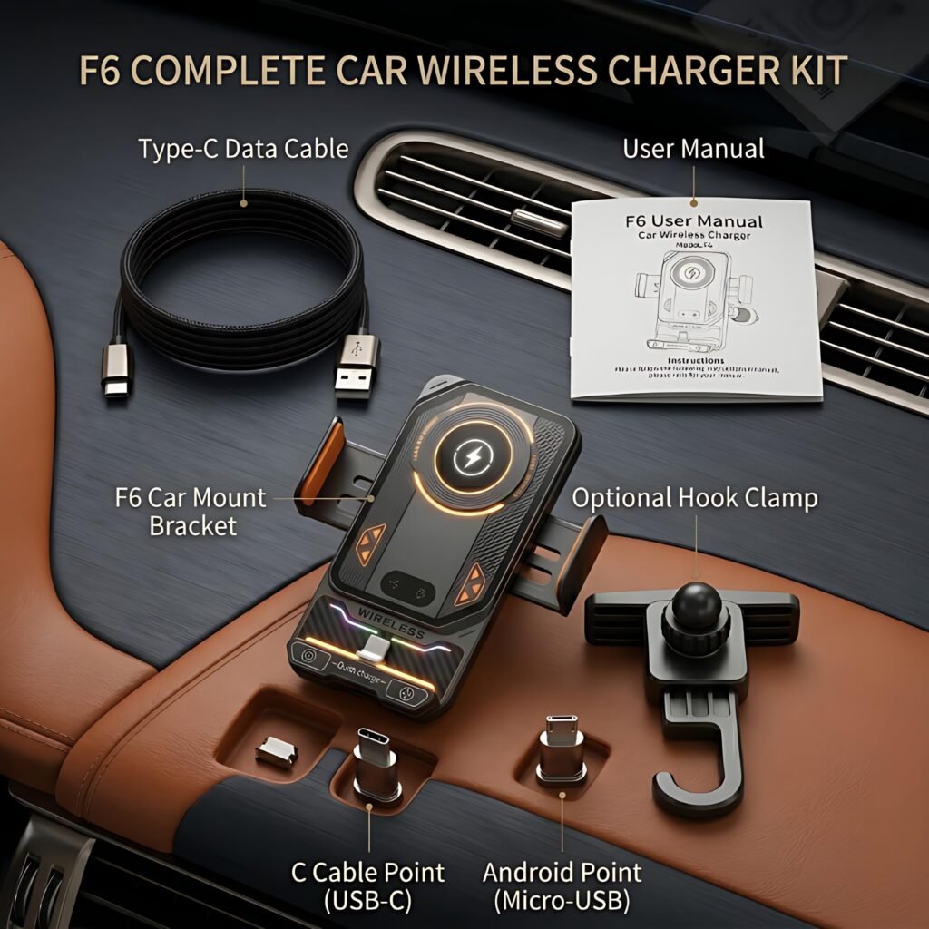 Support Chargeur Sans Fil Voiture 15W avec Fixation Automatique