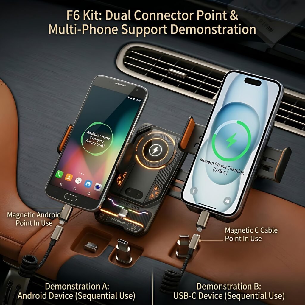 Support Chargeur Sans Fil Voiture 15W avec Fixation Automatique