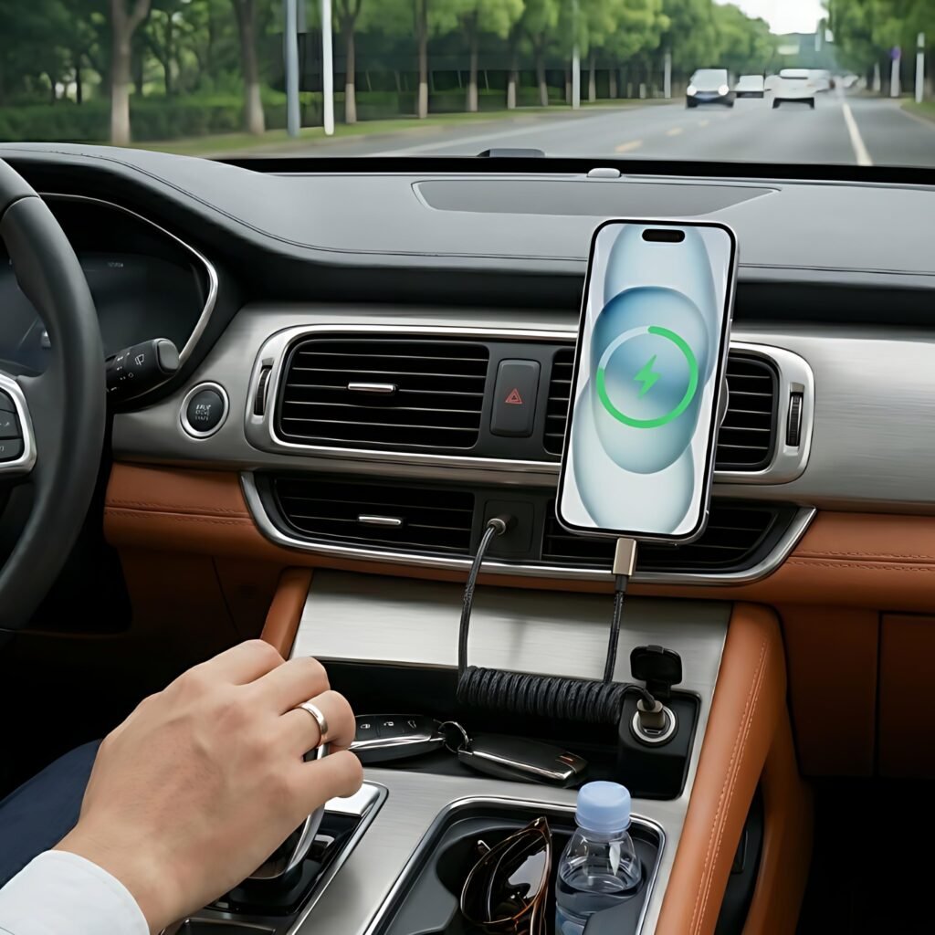 Support Chargeur Sans Fil Voiture 15W avec Fixation Automatique