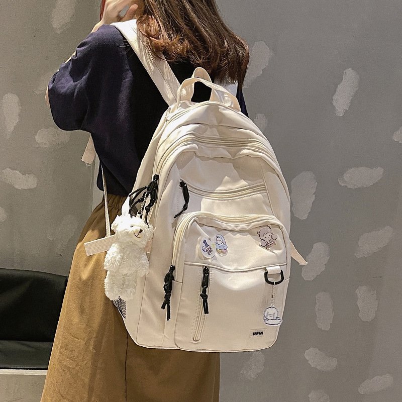 Sac à dos scolaire beige décontracté — pour étudiants