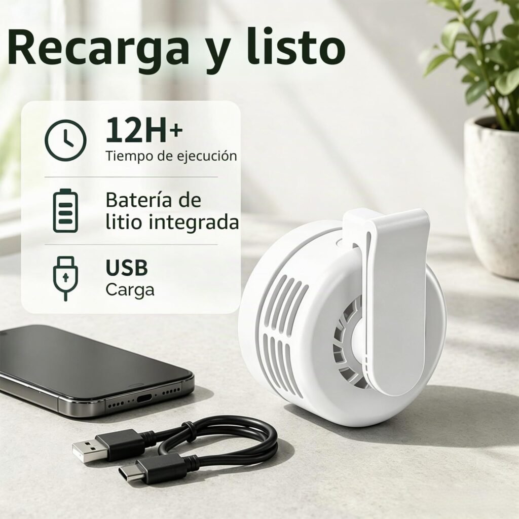 Ventilateur portable rechargeable 360° — Clip orientable