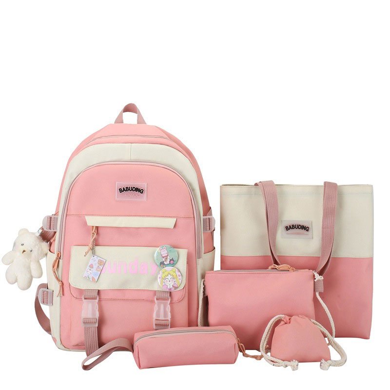 Sac à Dos Multifonctionnel Kawaii Rose — Grand Volume Imperméable