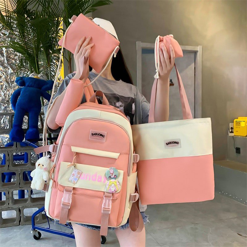 Sac à Dos Multifonctionnel Kawaii Rose — Grand Volume Imperméable