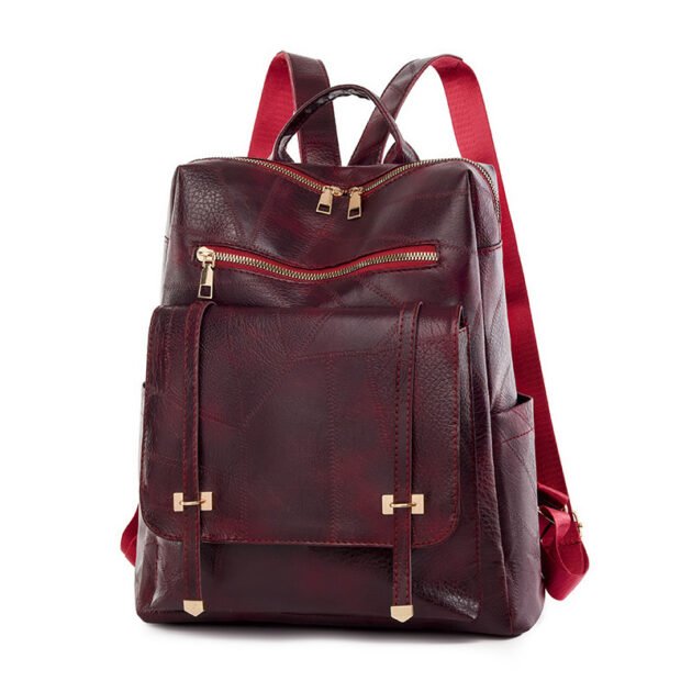 Sac à dos femme cuir synthétique grenat — Polyvalent