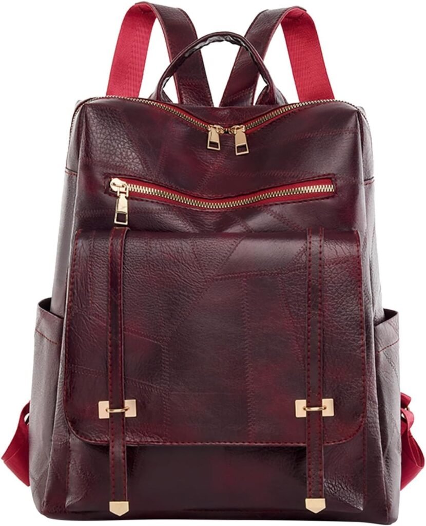 Sac à dos femme cuir synthétique grenat — Polyvalent
