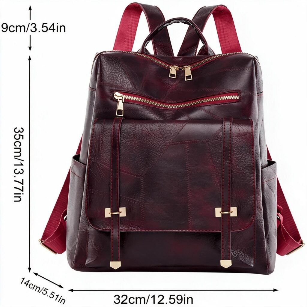 Sac à dos femme cuir synthétique grenat — Polyvalent