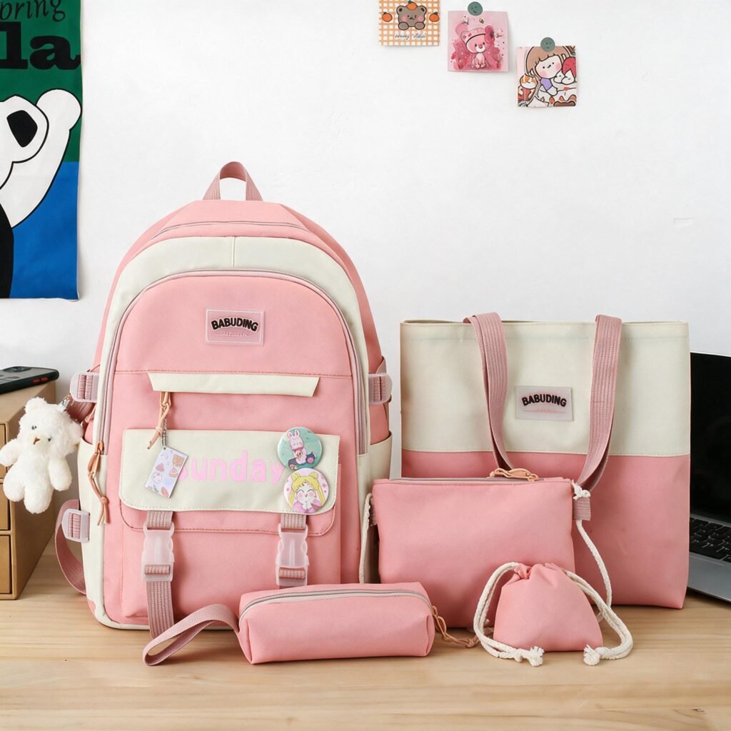 Sac à Dos Multifonctionnel Kawaii Rose — Grand Volume Imperméable