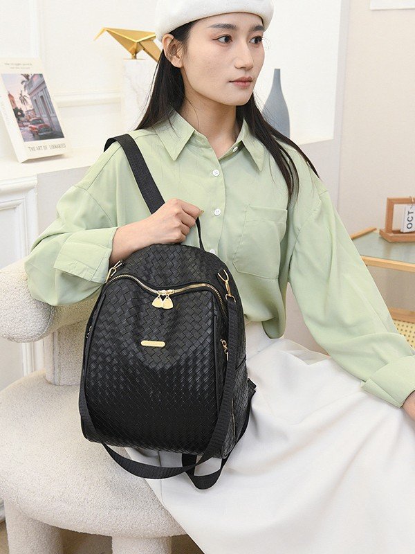 Sac à Dos Femme en Cuir Tressé Élégant