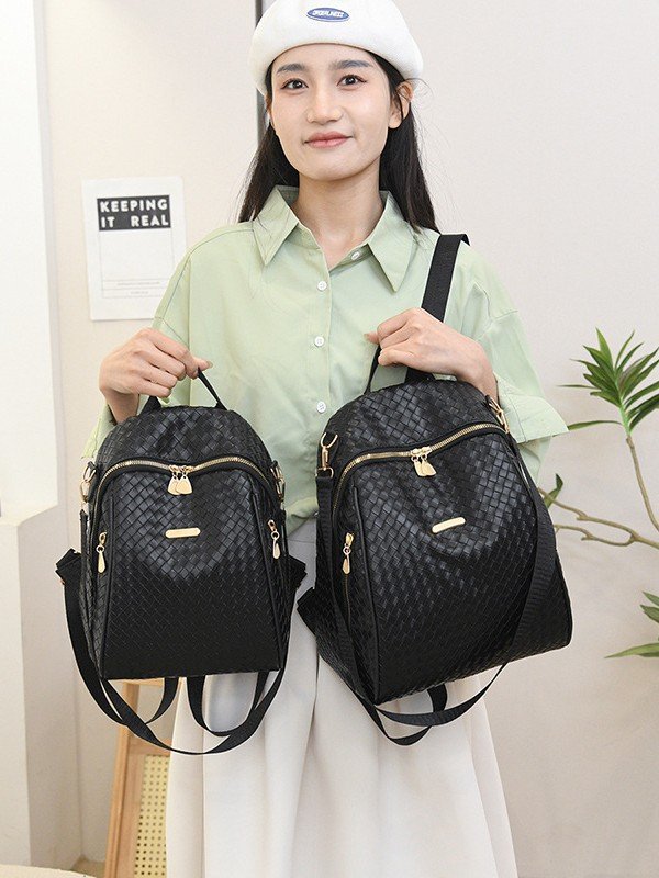 Sac à Dos Femme en Cuir Tressé Élégant