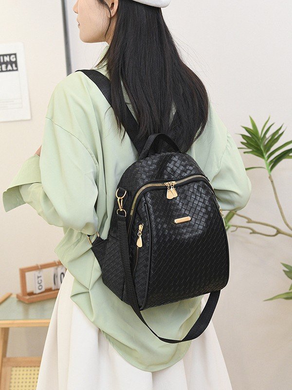 Sac à Dos Femme en Cuir Tressé Élégant