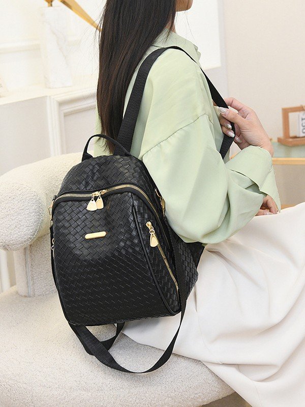 Sac à Dos Femme en Cuir Tressé Élégant