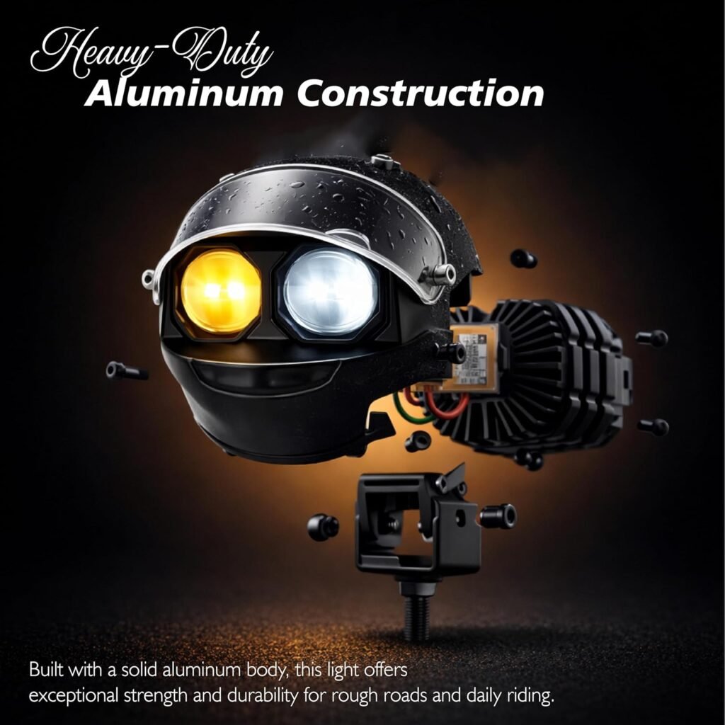 Projecteur LED Auxiliaire Double Couleur — Éclairage pour Moto