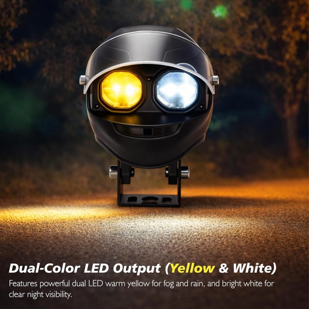 Projecteur LED Auxiliaire Double Couleur — Éclairage pour Moto