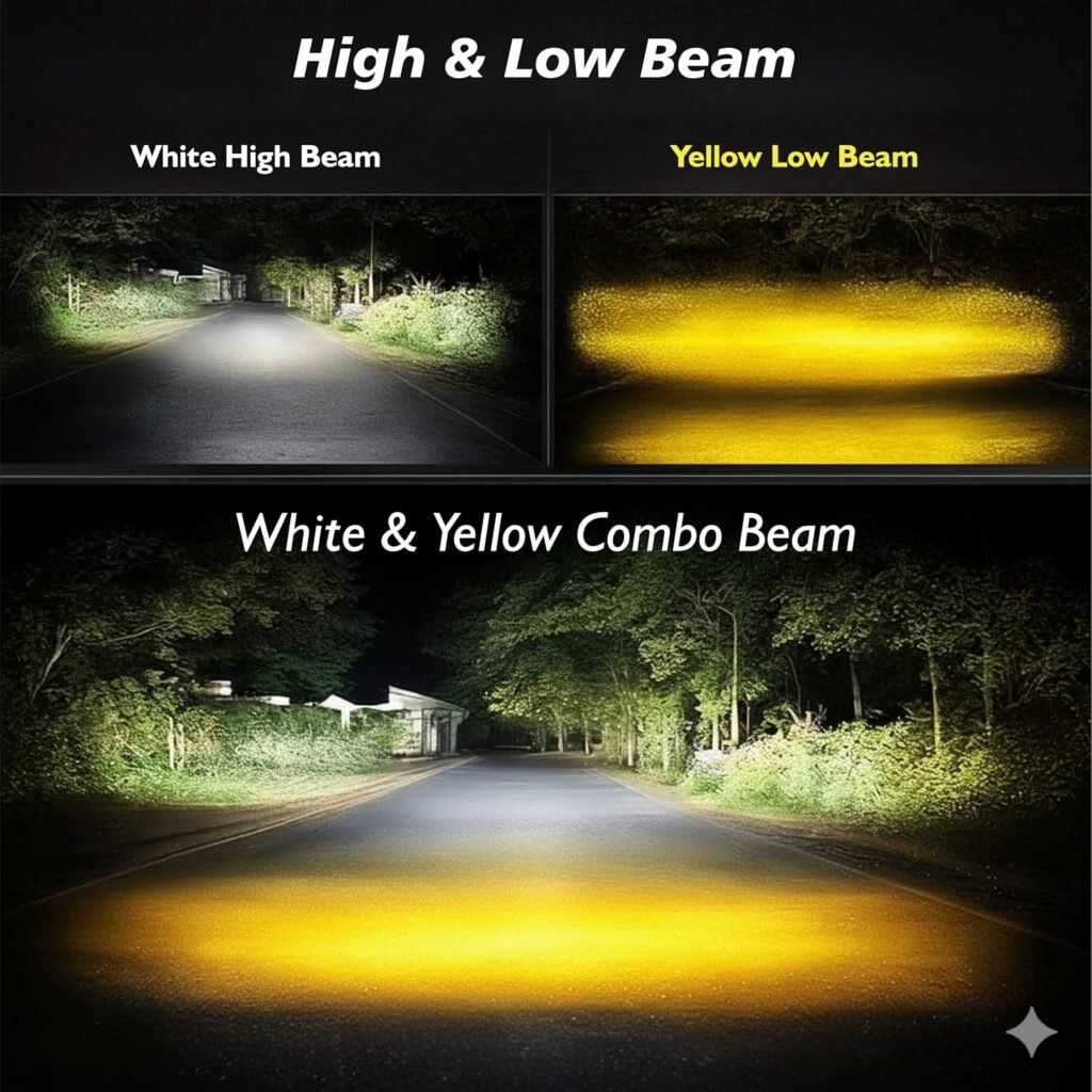 Projecteur LED Auxiliaire Double Couleur — Éclairage pour Moto
