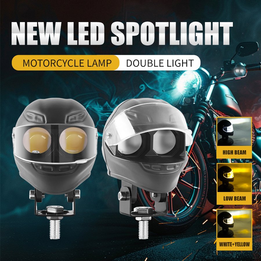 Projecteur LED Auxiliaire Double Couleur — Éclairage pour Moto