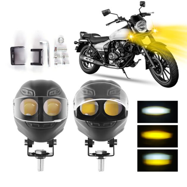 Projecteur LED Auxiliaire Double Couleur — Éclairage pour Moto