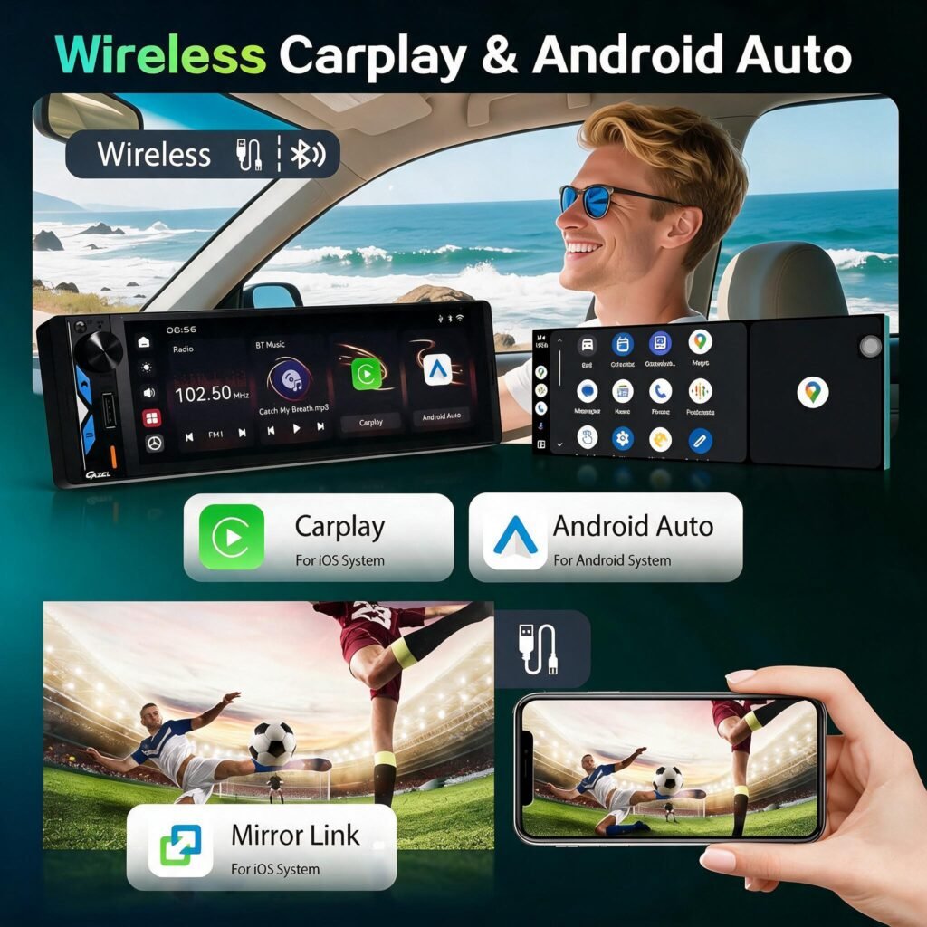 Autoradio 1Din Écran Tactile 5" IPS — Apple CarPlay et Android Auto