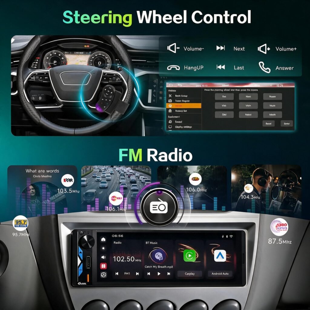Autoradio 1Din Écran Tactile 5" IPS — Apple CarPlay et Android Auto
